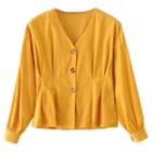 Corduroy V-neck Blouse
