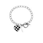 Checkerboard Heart Stainless Steel Bracelet Bracelet - Silver - One Size