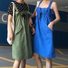 Plain Sleeveless Dress / Dotted Short Sleeve T-shirt