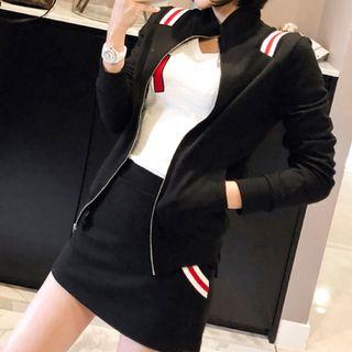 Set: Striped Zip Jacket + Mini A-line Skirt
