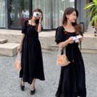Short-sleeve Nursing Midi A-line Dress