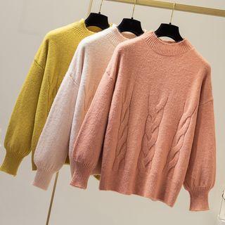 Lantern Sleeve Cable Knit Sweater