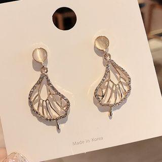 Rhinestone Cat Eye Stone Dangle Earring 1 Pair - As Shown In Figure - One Size