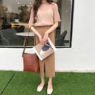 Polka Dot Short-sleeve Top With Camisole / Midi Skirt