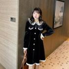 Long-sleeve Button-up Collared A-line Dress
