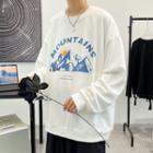 Print Long-sleeve Round-neck Top