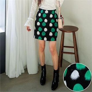 Fleece Polka-dot Napped Miniskirt