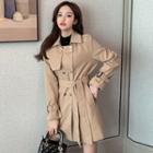 Long-sleeve Double Breasted Coat With Belt