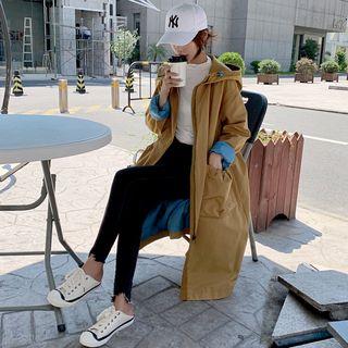 Contrast Lining Hooded Trench Jacket