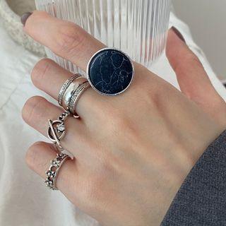 Set Of 4: Stainless Steel Ring (assorted Designs) Set Of 4 - E01 - Silver - One Size