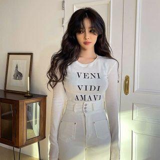 Letter Napped Cropped T-shirt