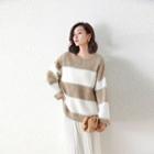 Knit Striped Long-sleeve Sweater