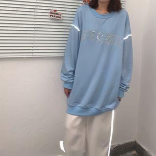 Long-sleeve Rhinestone Crew-neck Sweatshirt