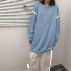 Long-sleeve Rhinestone Crew-neck Sweatshirt