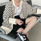 Striped Loose-fit Jacket As Figure - One Size