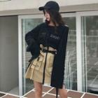 Backless Long-sleeve T-shirt / A-line Skirt