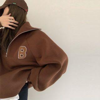 Turtleneck Lettering Loose-fit Sweatshirt
