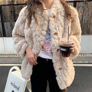 Faux Fur Single-breasted Jacket As Shown In Figure - One Size