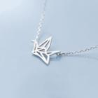 925 Sterling Silver Origami Crane Pendant Necklace S925 Silver - As Shown In Figure - One Size