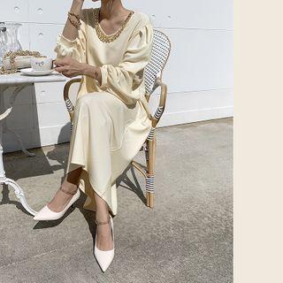 Chain-necklace Maxi Dress With Sash