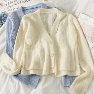 Details Cutout-shoulder Loose Cardigan With Pockets