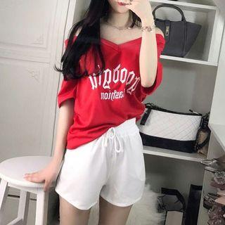 Set: Short-sleeve Cutout Top + Shorts