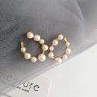 Faux Pearl Hoop Earring 1 Pair - S925 Silver - One Size