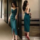 Open-back Spaghetti-strap Split Midi Dress