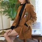 Velvet Metallic-button Blazer