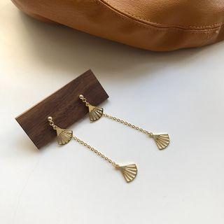 925 Sterling Silver Fan Dangle Earring 1 Pair - E242 - Gold - One Size
