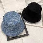 Printed Bucket Hat Set - Blue & Black - One Size