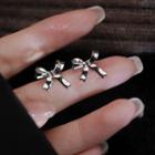 Bow Stud Earring 1 Pair - Stud Earring - Bow - Silver - One Size