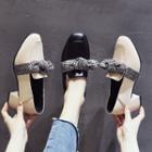 Plaid Bow Accent Block Heel Loafers