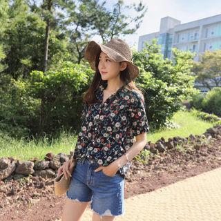 Short-sleeve Flower-pattern Shirt