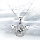 S925 Sterling Silver Rhinestone Pendant Necklace As Shown In Figure - One Size