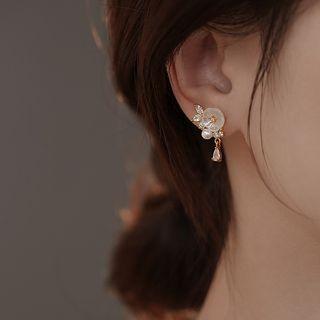 Faux Pearl Flower Stud Earring 1 Pair - Pearl White - One Size
