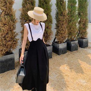 Sleeveless T-shirt / Suspender Midi Dress