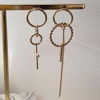 Geometric Asymmetrical Earring 1 Pair - Gold - One Size