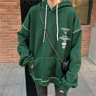 Contrast-lining Lettering Hoodie