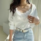 Drop-shoulder Silky Shirt Ivory - One Size
