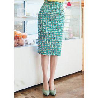 High-waist Heart Pattern Pencil Skirt