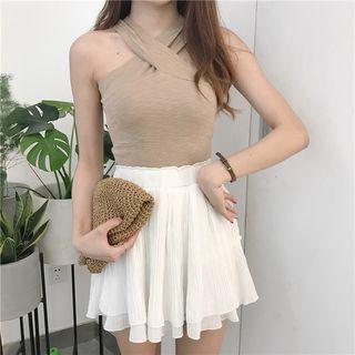 Plain Halter Neck Sleeveless Top