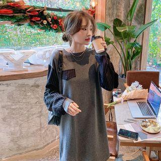 Striped Color Block Panel Sweatshirt Skirt