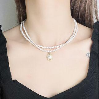 Faux Pearl Pendant Layered Necklace Pearl Necklace - Gold - One Size