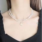Faux Pearl Pendant Layered Necklace Pearl Necklace - Gold - One Size