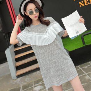 Short-sleeve Paneled Layered Knit Dress