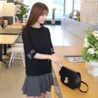 3/4-sleeve Stripe-trim Dress