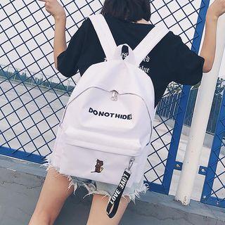 Embroidered Letter Canvas Backpack