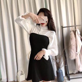 Set: Shirt + Strapless A-line Mini Dress
