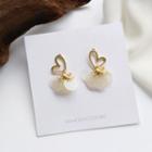 Heart Drop Sterling Silver Ear Stud 1 Pair - Gold - One Size